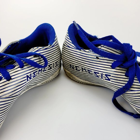 ADIDAS CHUTEIRA NEMEZIZ 19.4 FUTSAL Blue White Shoes 2.5 Youth Sports Soccer - Picture 7 of 13